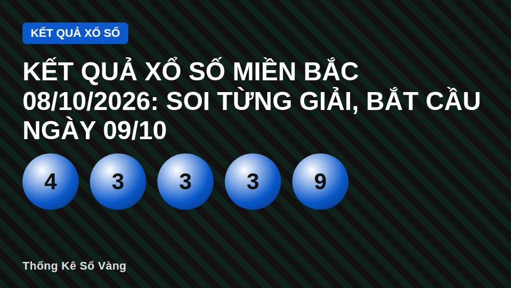 Kết quả xổ số miền Bắc 08/10/2026: Soi từng giải, bắt cầu ngày 09/10