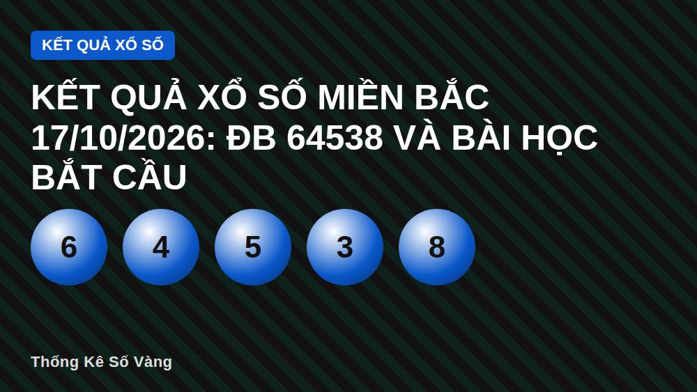 Kết quả xổ số miền Bắc 17/10/2026: ĐB 64538 và bài học bắt cầu